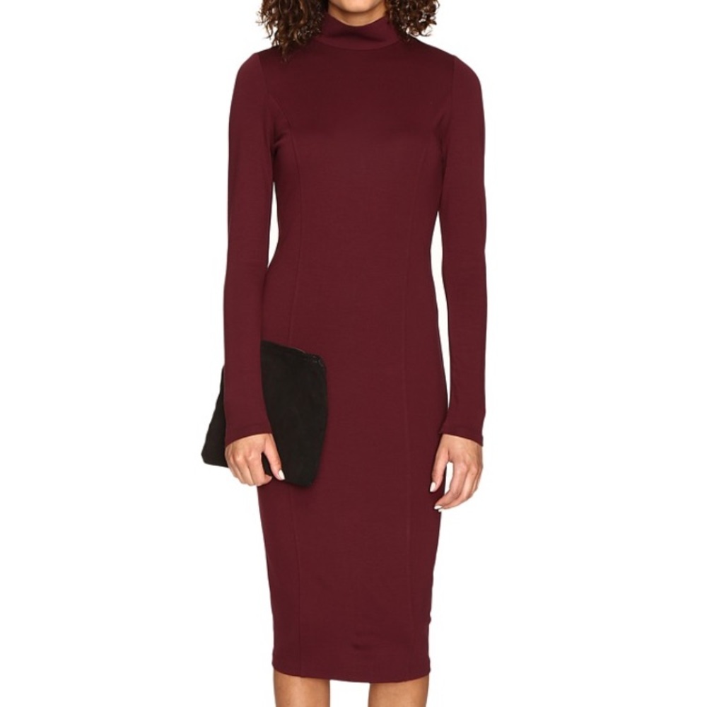 Kensie Maroon Long Sleeve Dress